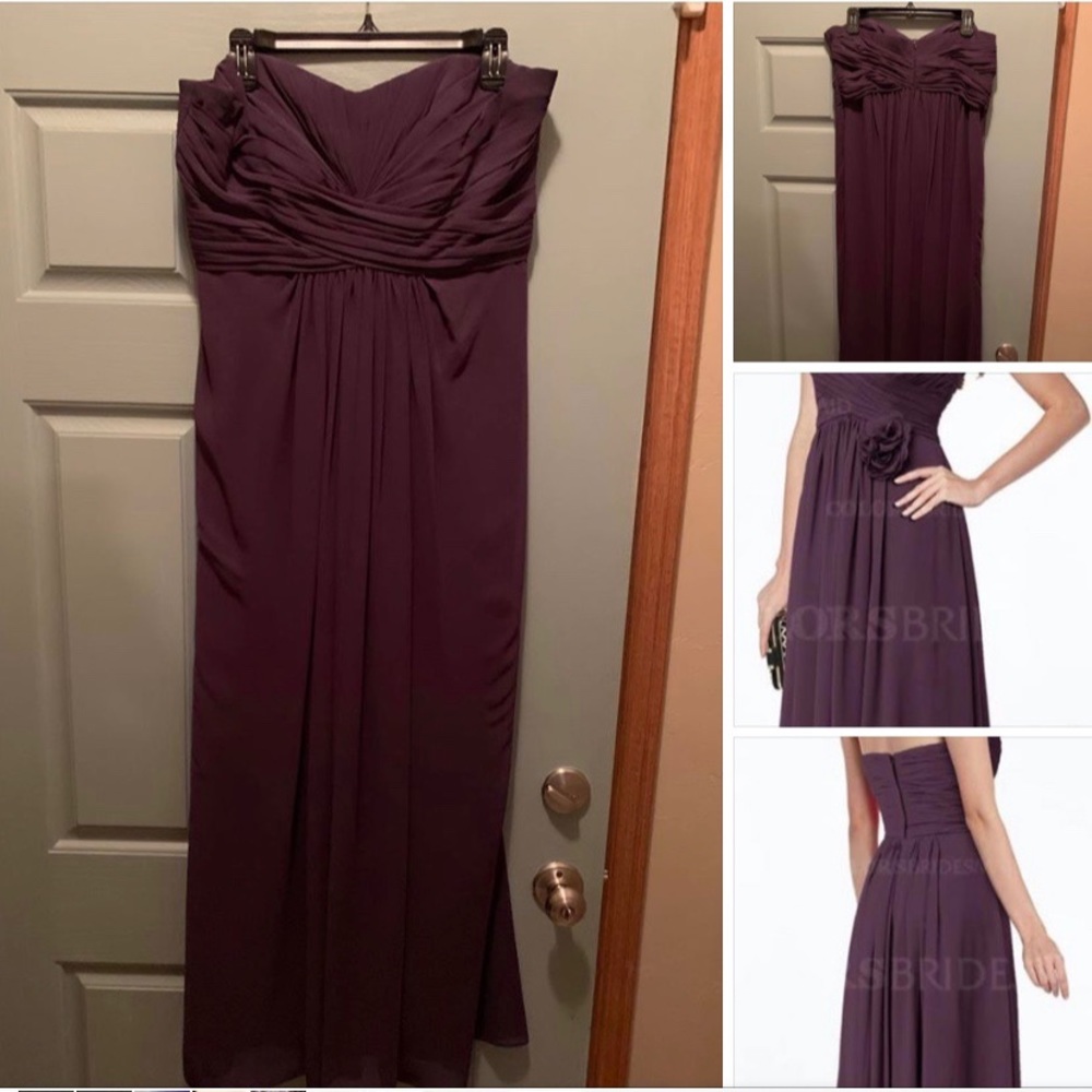 Long sleeveless formal dress.